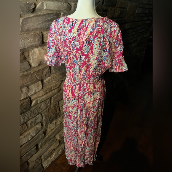V Neck Bright Floral Maxi Dress - Picture 3 of 4
